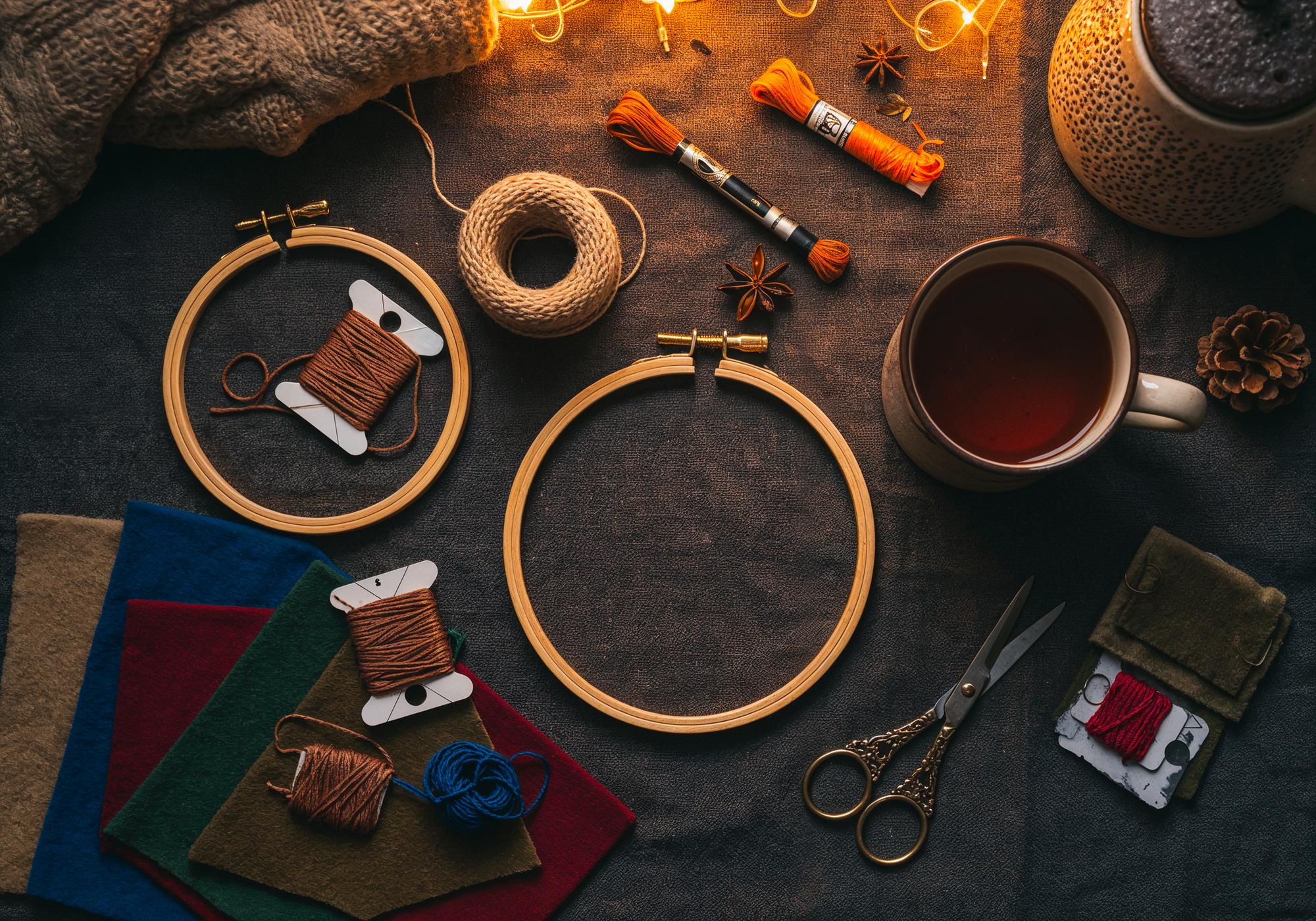 Workspace with threads and hoops